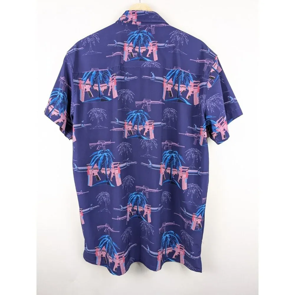 RETRO RIFLE Palm V2 Mens Size Large Purple Short Sleeve Button Down Shirt RARE - Picture 4 of 7